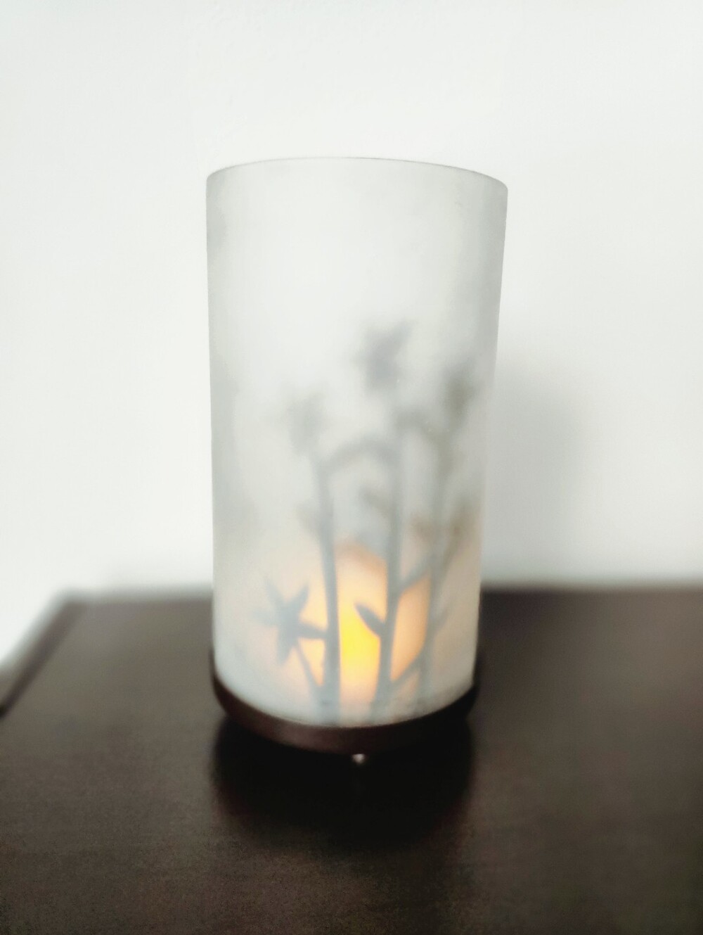 🔥 Pier 1 Frosted White Glass Candle Holder with Dark Base